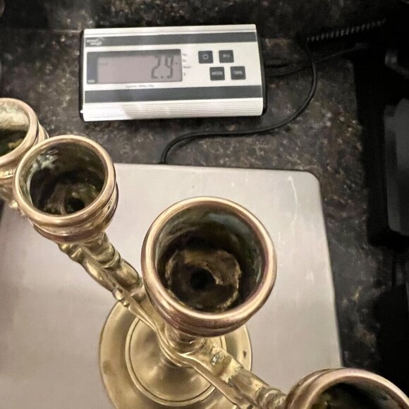 Vintage Solid Brass Menorah Candelabra 7-Branch Candle Holder Judaica 10 inch - Picture 11 of 11